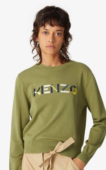 Kenzo Women Multicoloured Kenzo Logo Jumper Olive